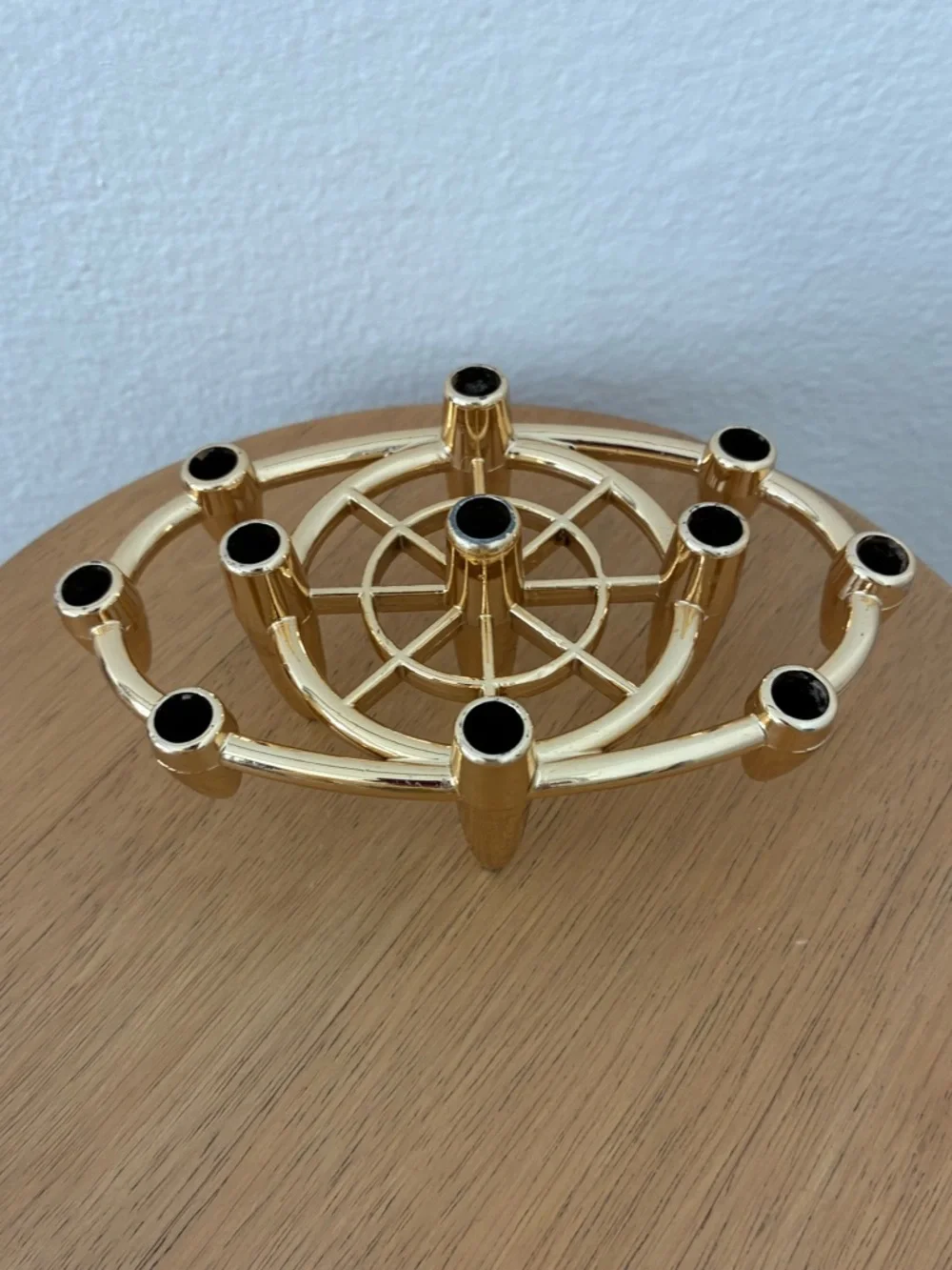 Vintage MCM Gold Atomic Tiny Taper Candle Holder Candelabra